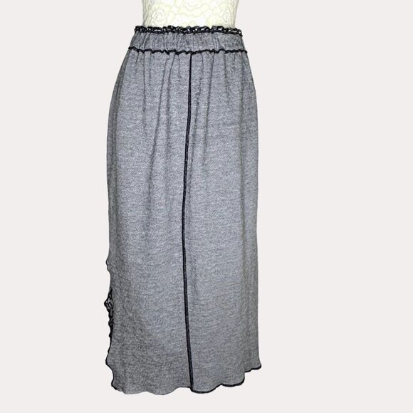 Reversible Midi Skirt Side Slit Brown Gray Beige S ? bv - Picture 1 of 7